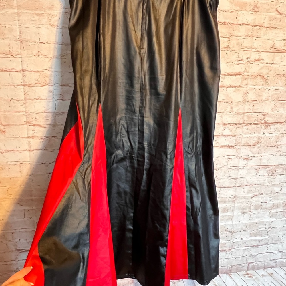 Lip Service Vintage Black & Red leather- look maxi skirt size 2X Y2K